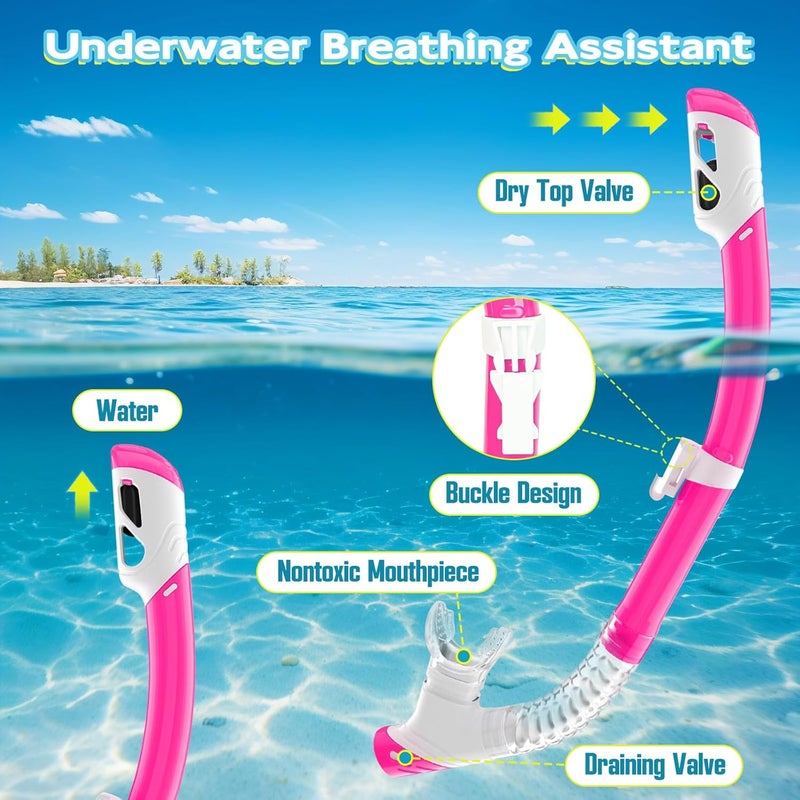 ZipAura Snorkeling Gear for Kids, Kids Snorkel Set for Ages 3-14, Anti-Fog Diving Mask and Dry Top Snorkel Combo Set, Unisex Swimming Goggles - Image 4